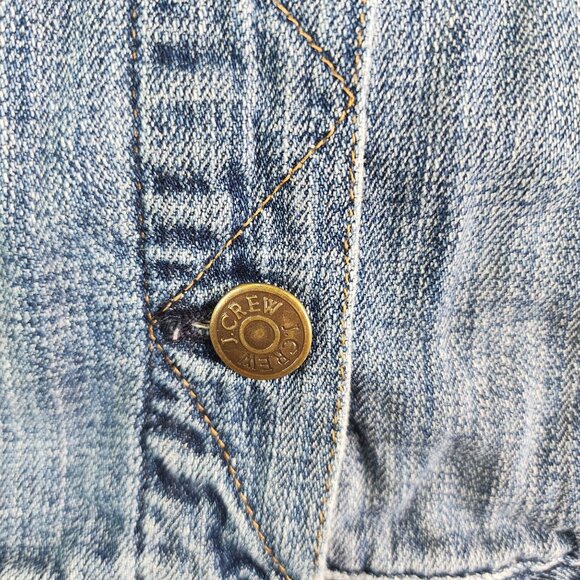 Womens J.Crew Indigo Blue Denim Trucker Jacket Button Up Cotton Classic Style M - Picture 6 of 12